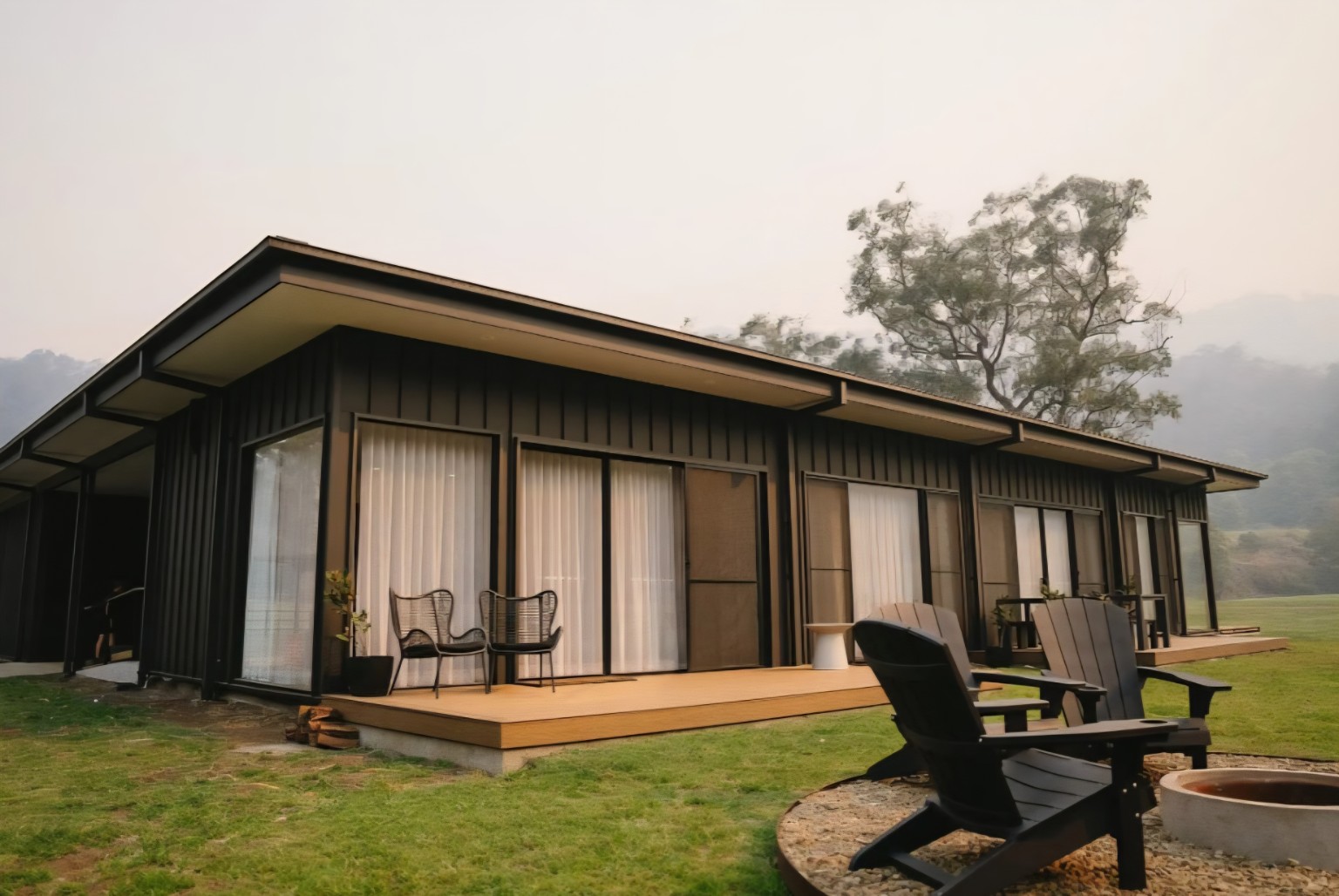 Completed contemporary rural accommodation build