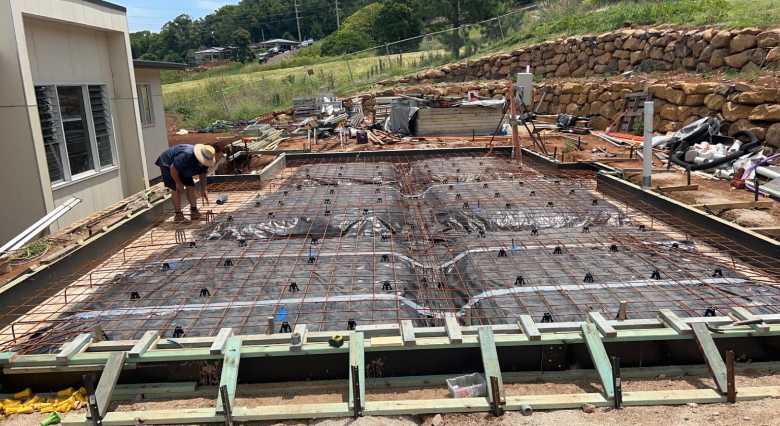 Concrete slab preparation and reinforcement